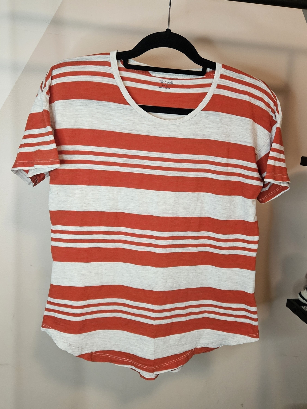 Madewell Red and White Striped Short Sleeve Crewneck Tee Size Small